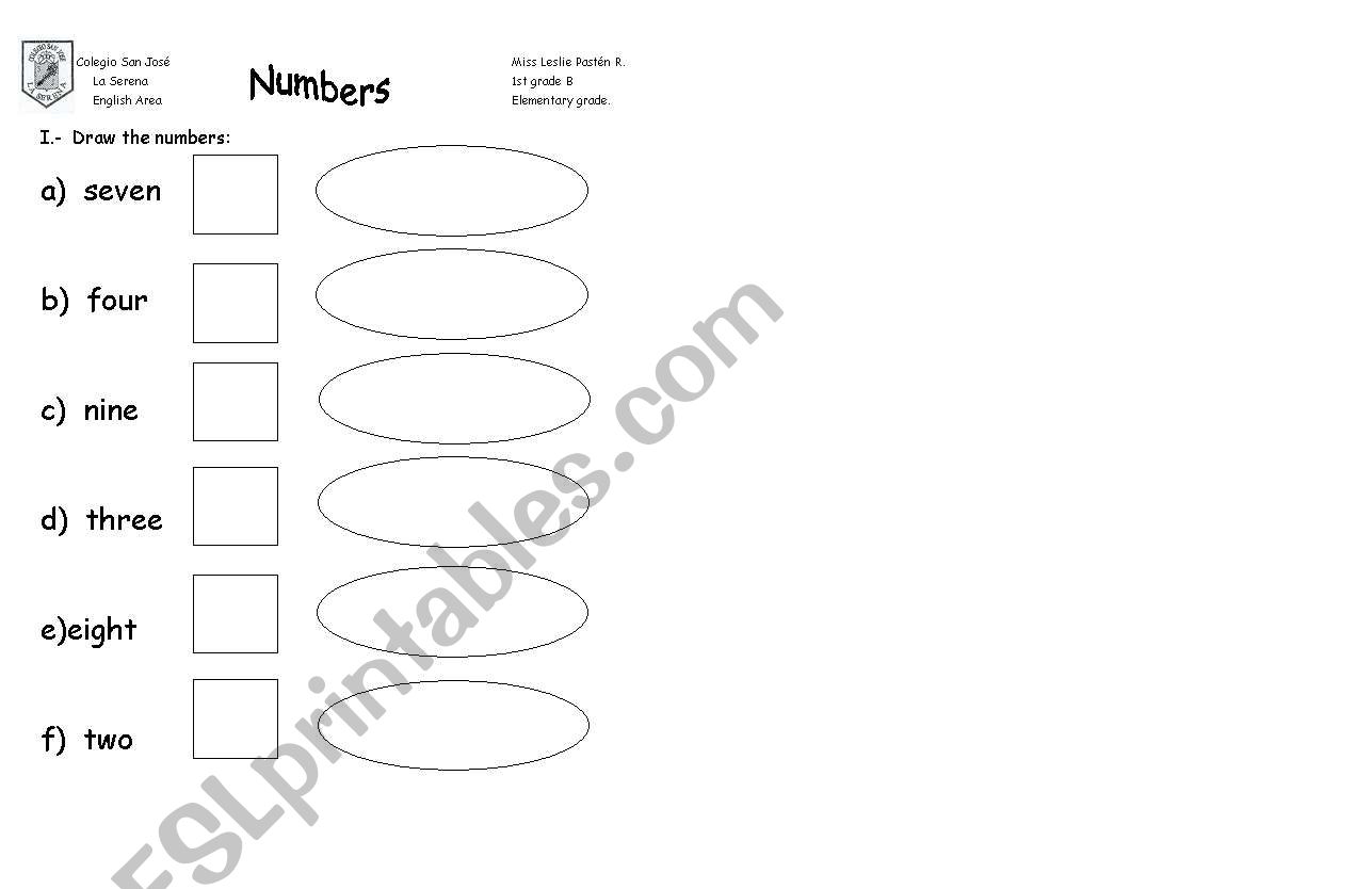 Draw the numbers worksheet