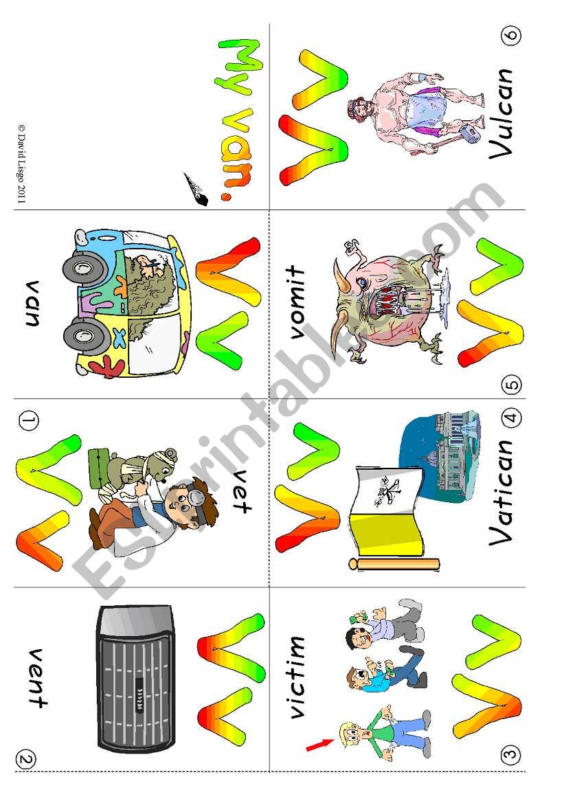 ABC mini-books Vv and Ww: Colour, B & W and blank books (6 pages plus suggestions for use)