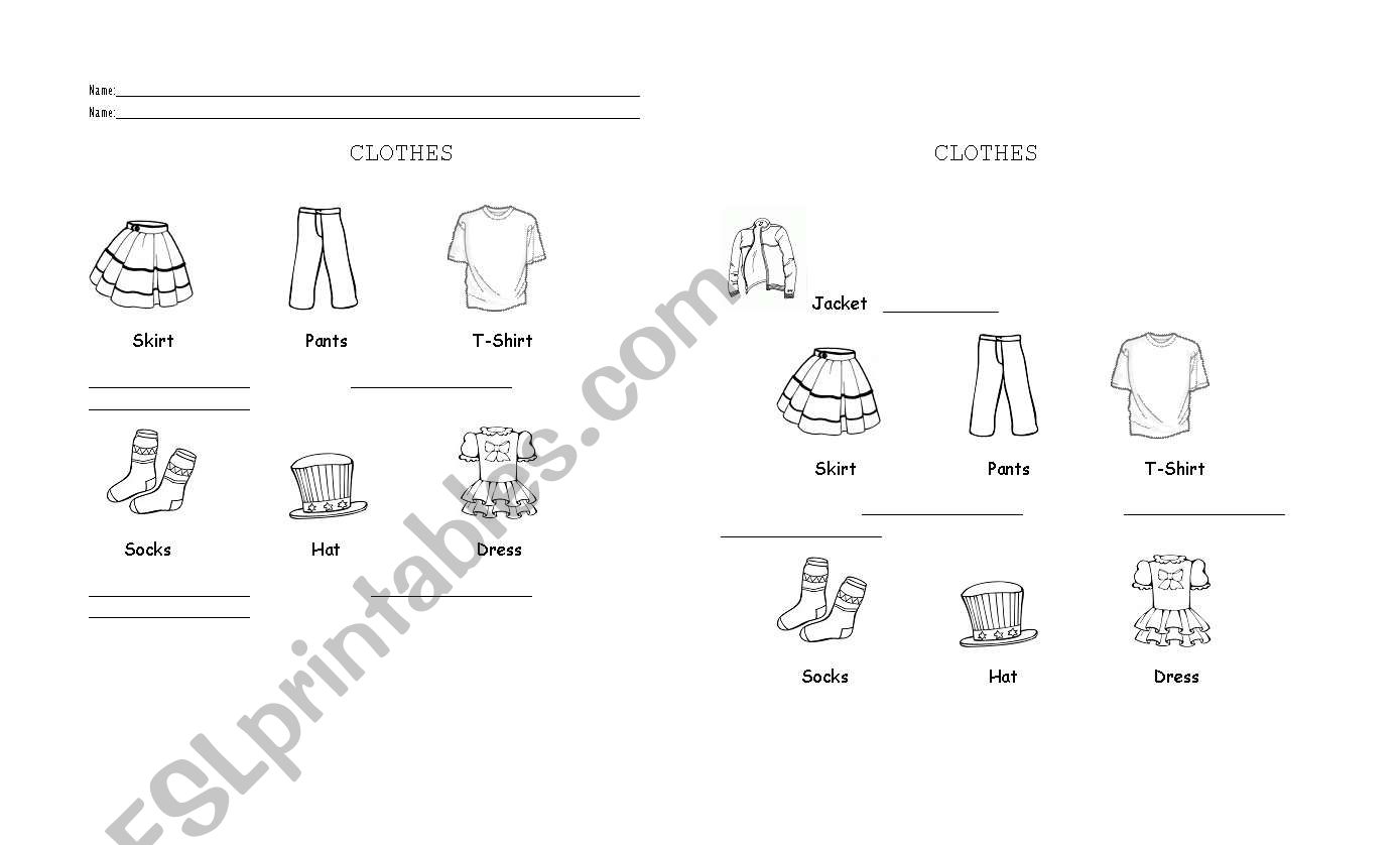 clothes vocabulary worksheet
