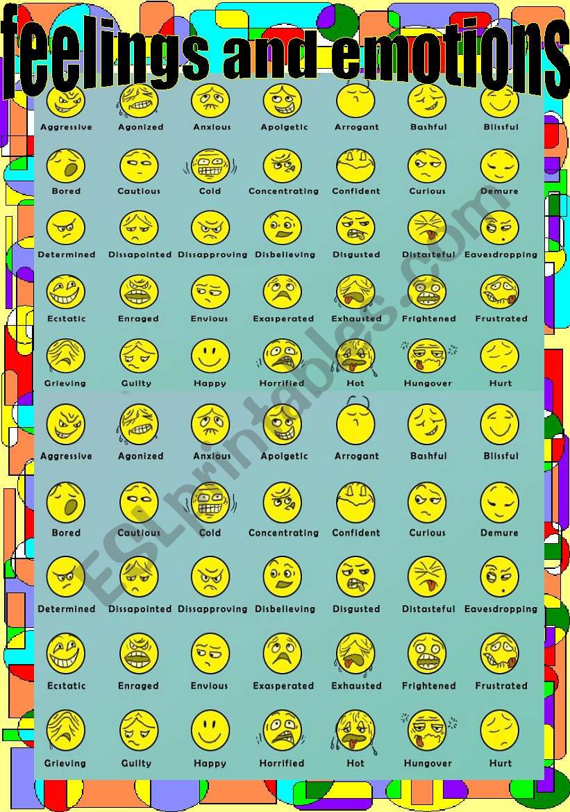 Feelings and Emotions Pictionary (smileys)
