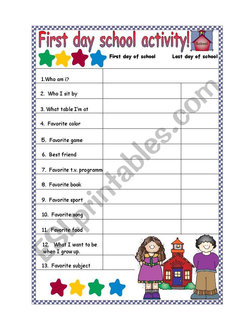 Activity for the first day of school