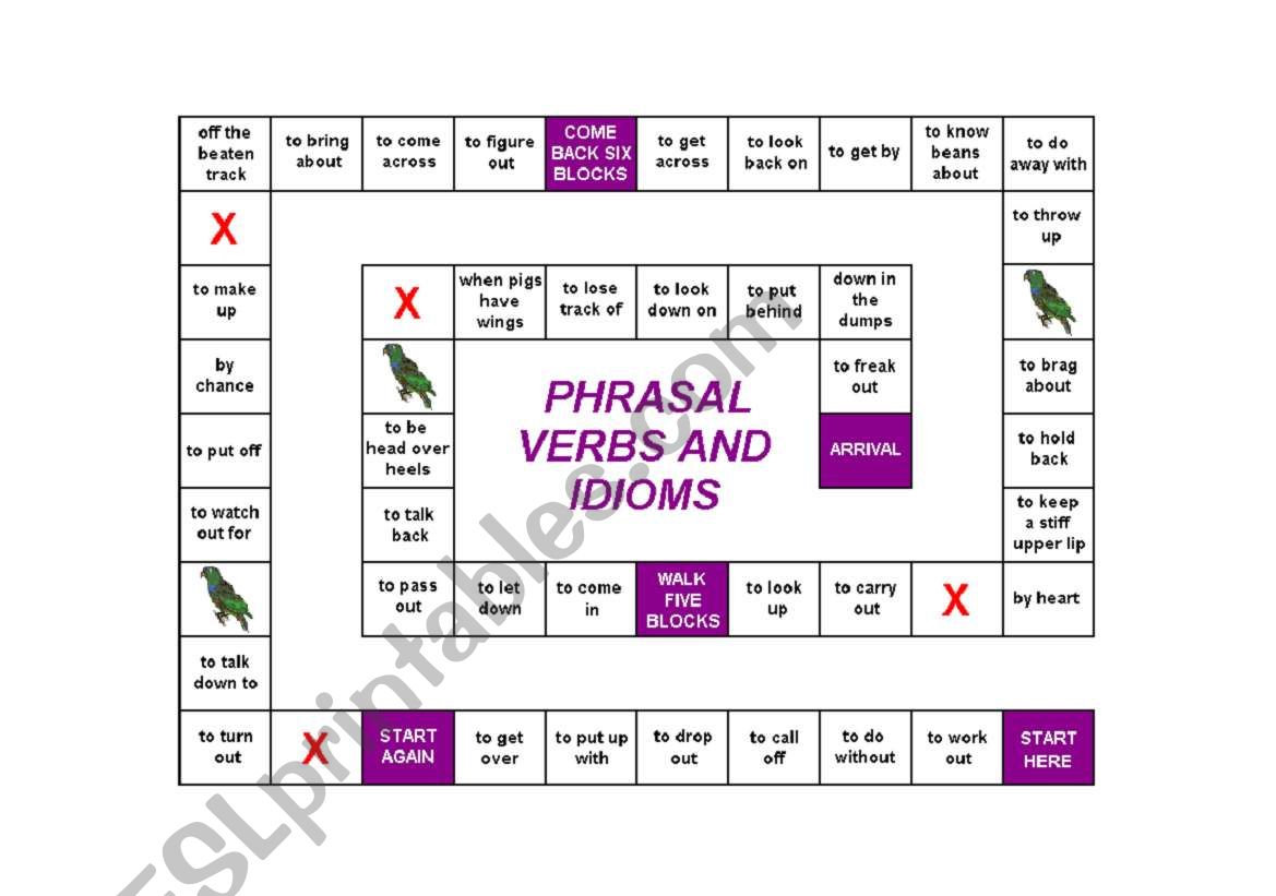 Phrasal verbs - Board game worksheet