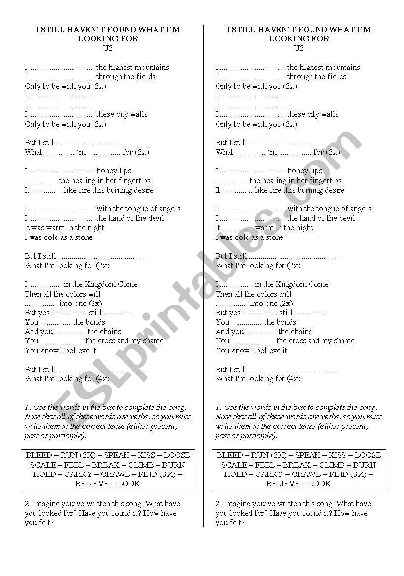 Present Perfect - I still havenÂ´t found what IÂ´m looking for