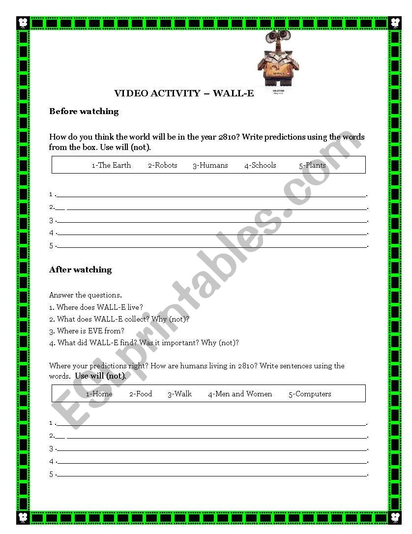 Video Activity - WALL-E worksheet