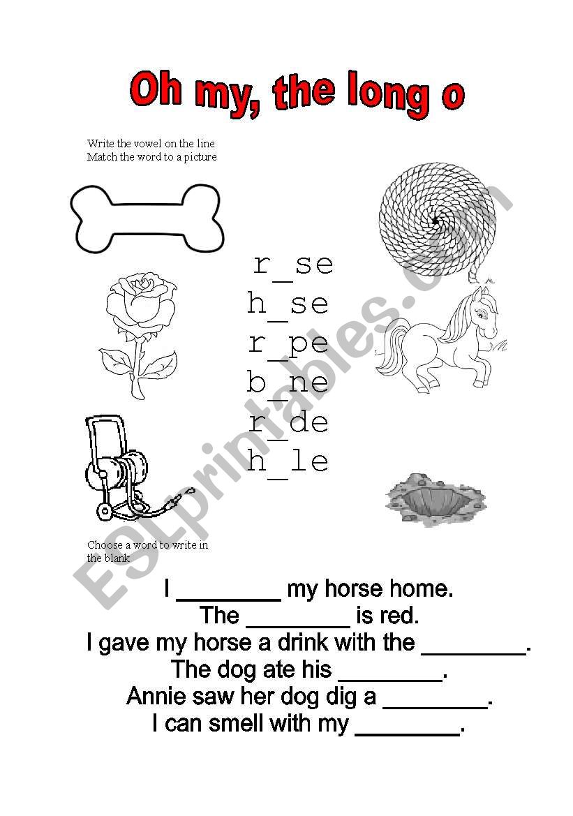 Oh my, the long o worksheet