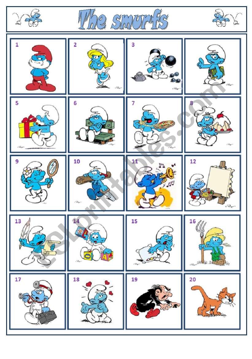 Smurfs1 (names and short description) - 3 pages