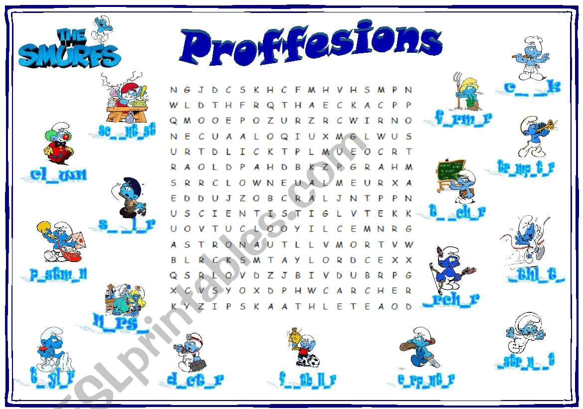 Proffesions Wordsearch  worksheet