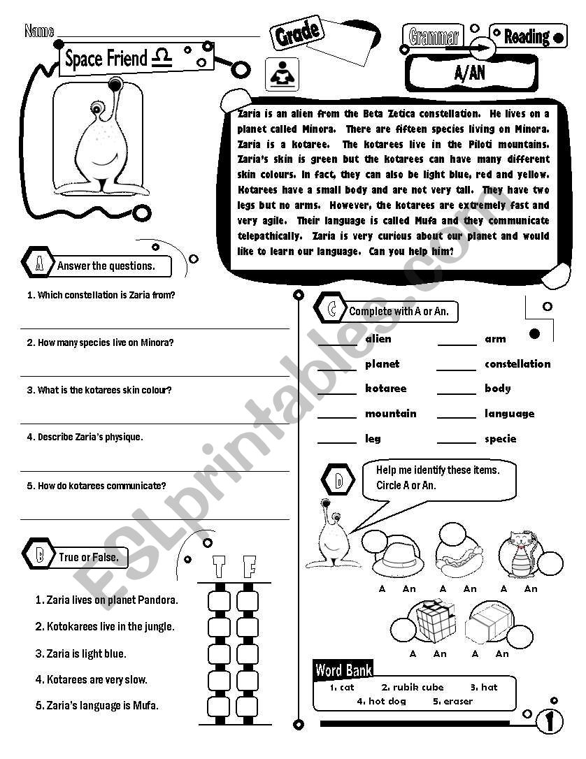 Grammar Through Reading 01 Space Friend (Fully Editable + Key)