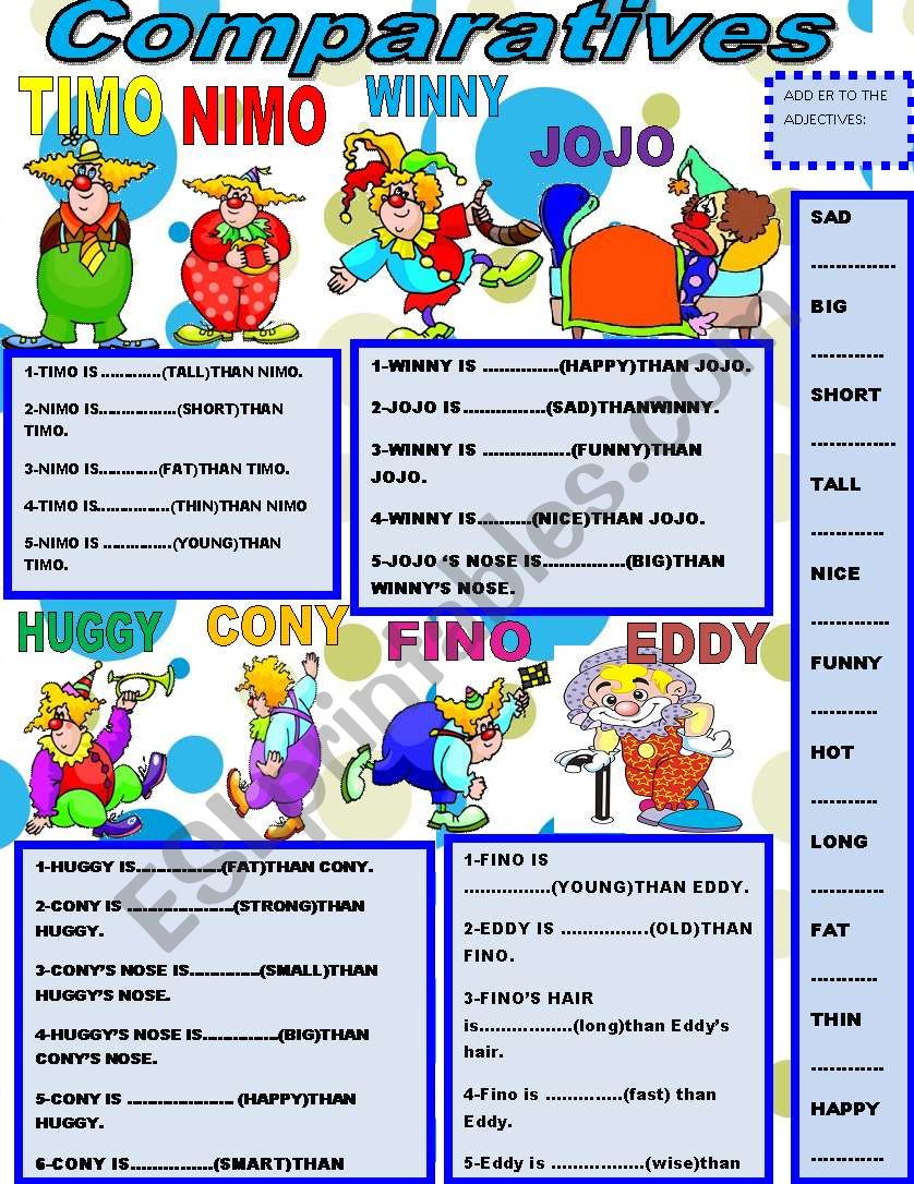 COMPARATIVES worksheet