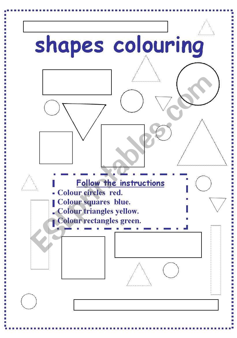 shapes colouring worksheet