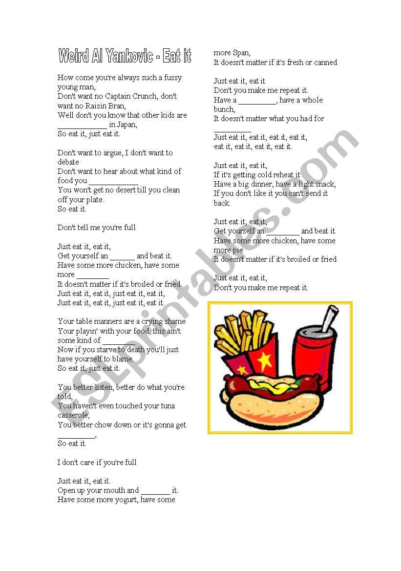 Weird Al Yankovic - Eat It worksheet