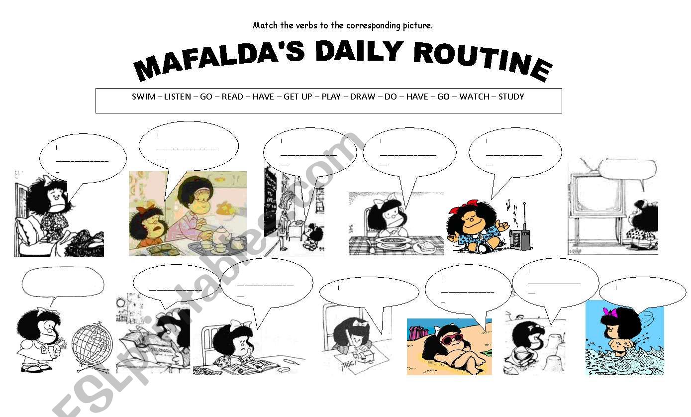 MafaldaÂ´s Daily Routine worksheet