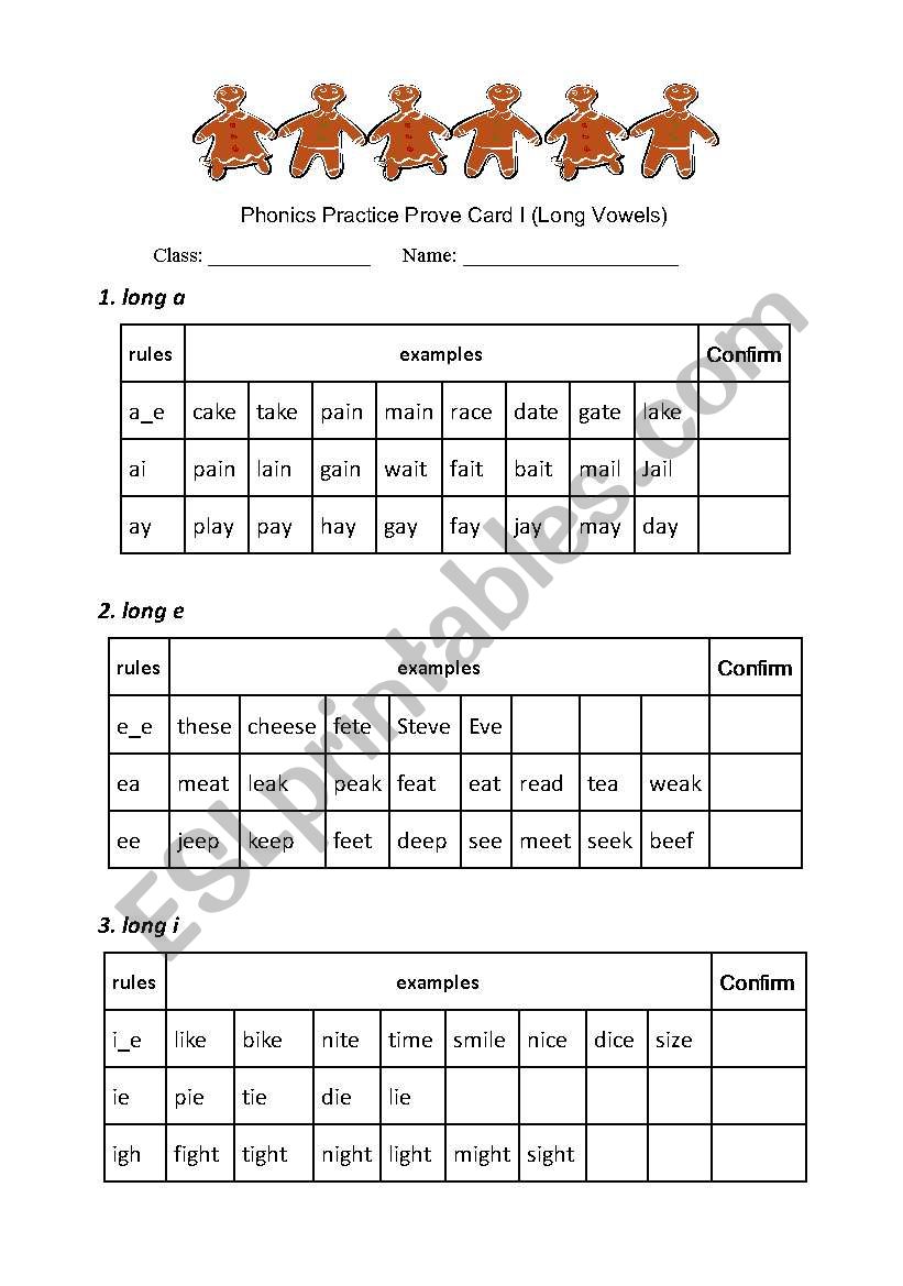 Pronunciation Practice- Long Vowels