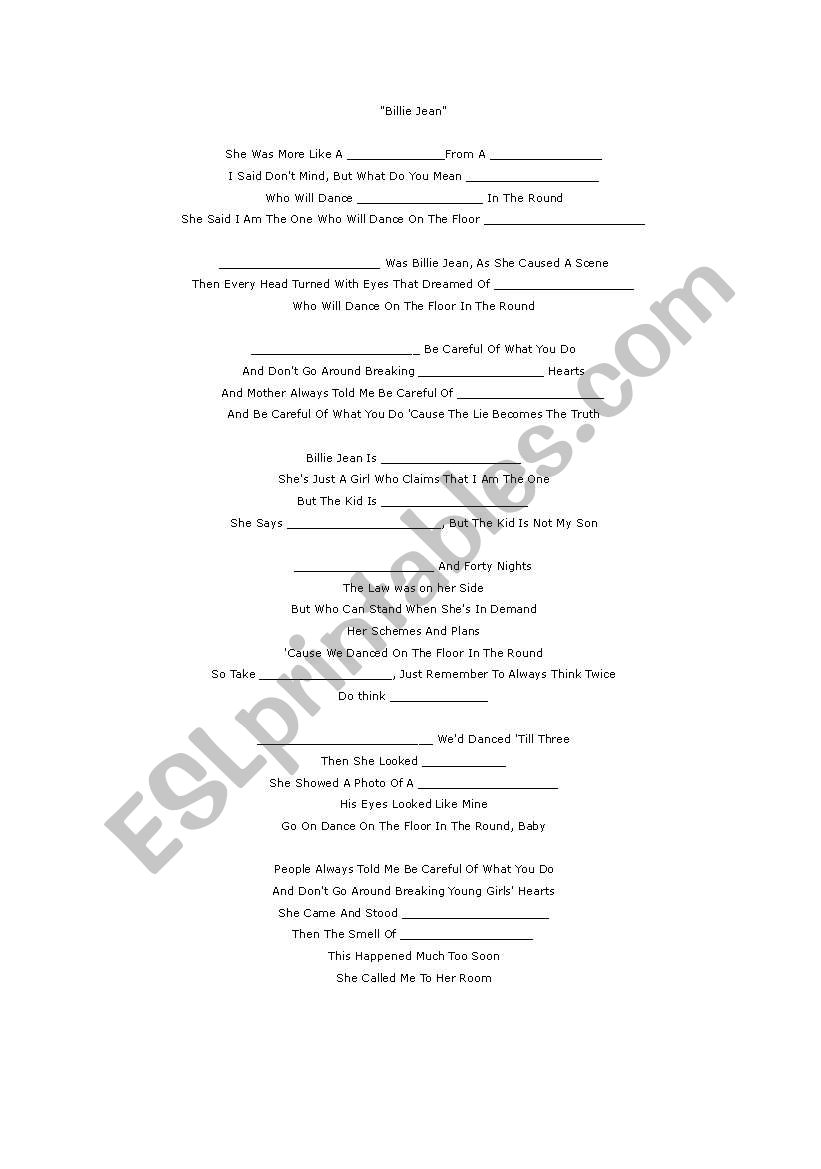 Fill in the blanks worksheet