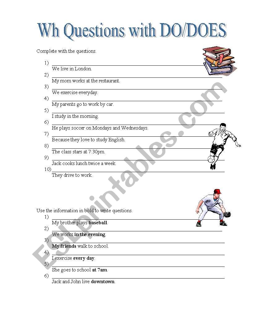 WH Questions with Do/Does worksheet