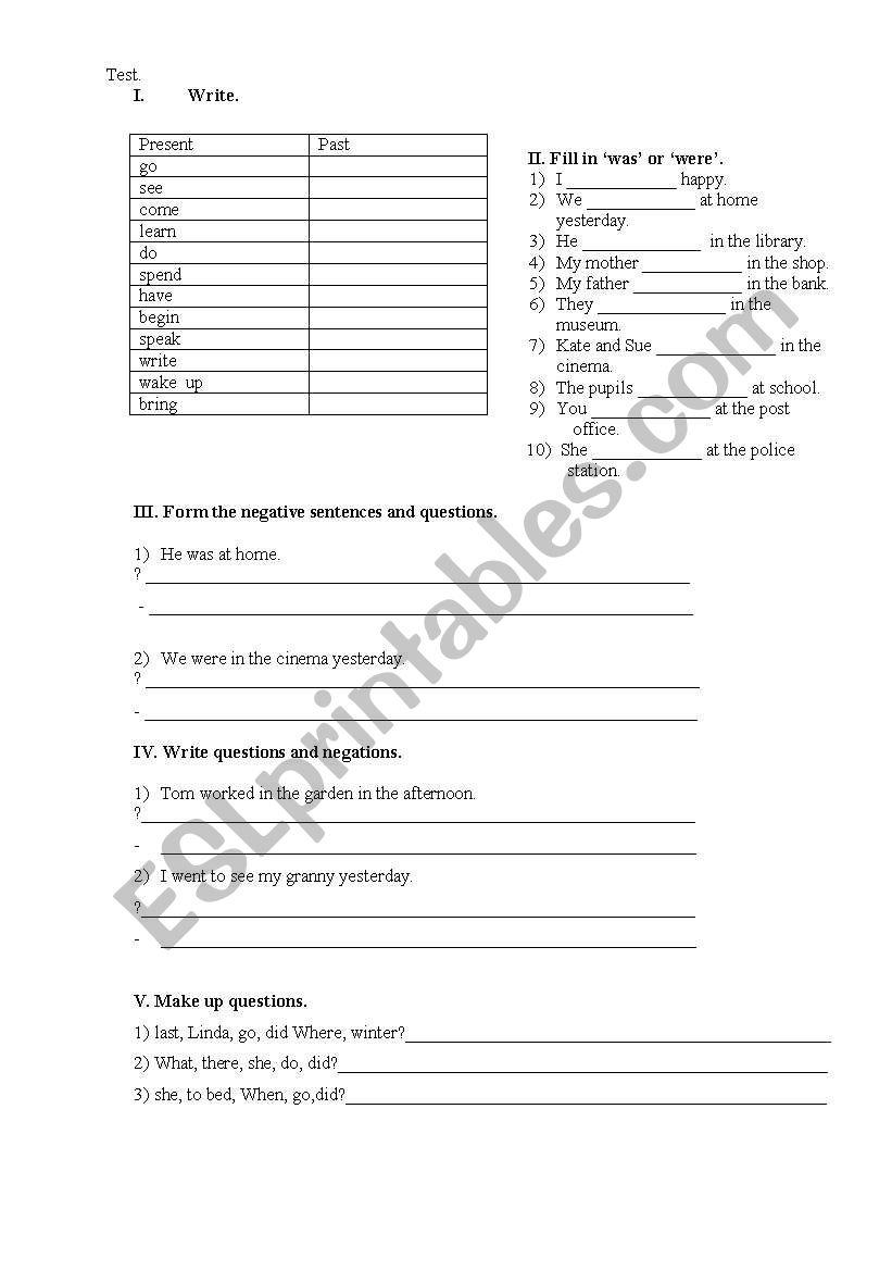 simple past worksheet