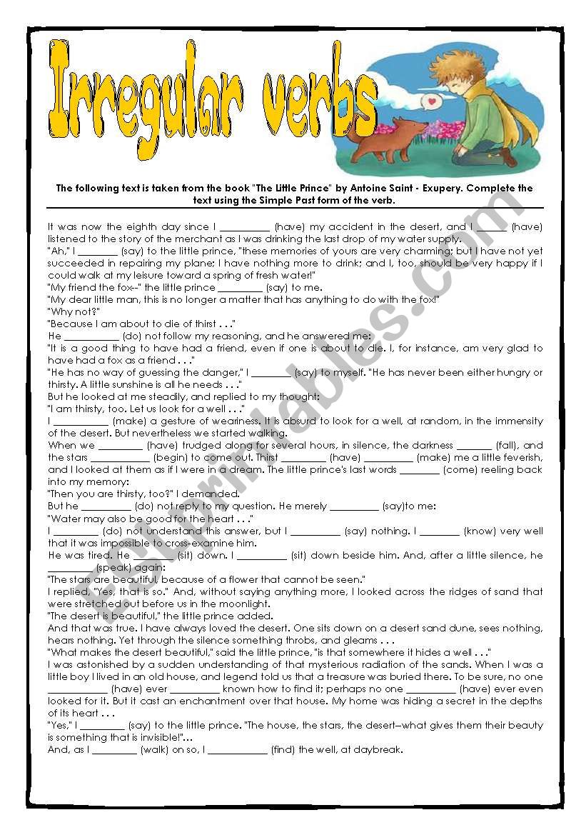 Irregular verbs worksheet