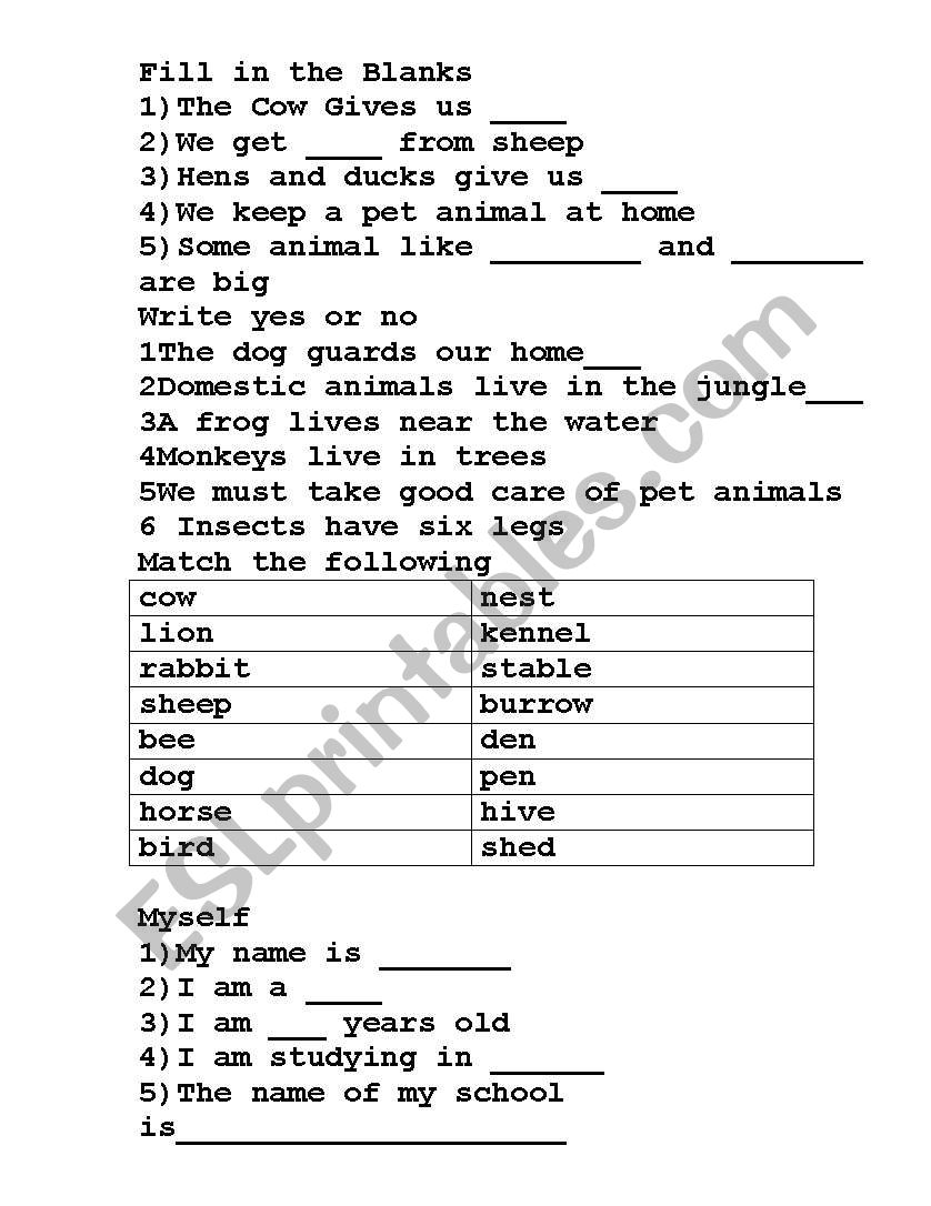 EVS worksheet