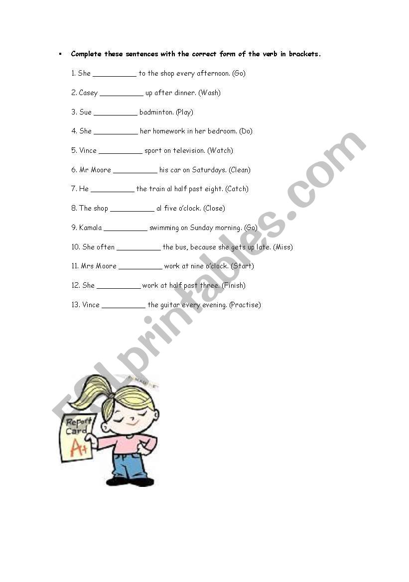 Correct tense verbs worksheet