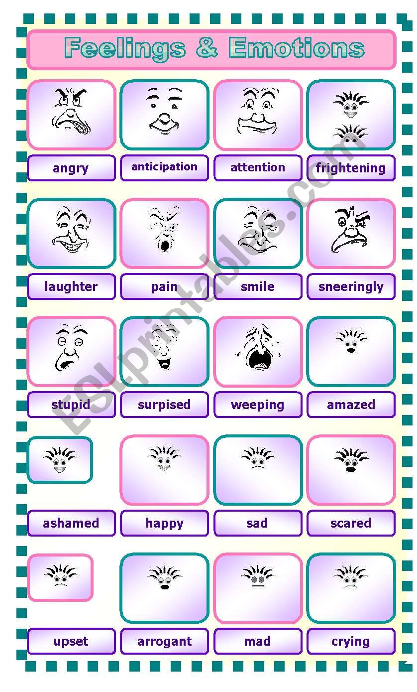 Feelings and Emotions worksheet