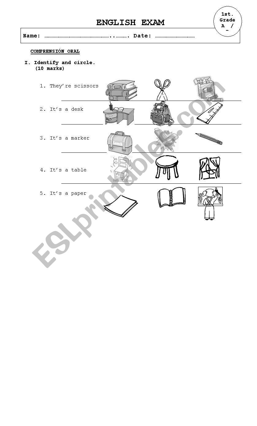 english exam worksheet