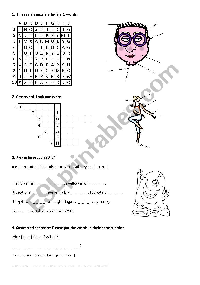 Body parts worksheet