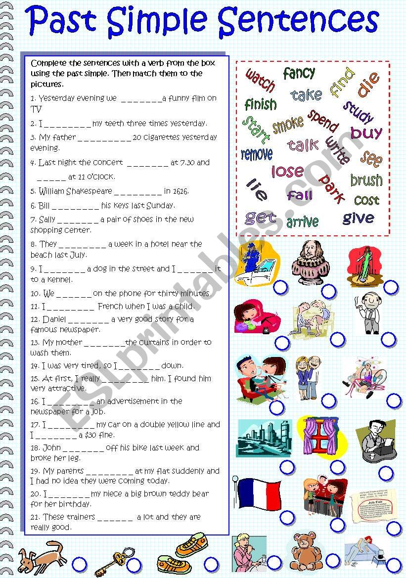 Past Simple Sentences worksheet