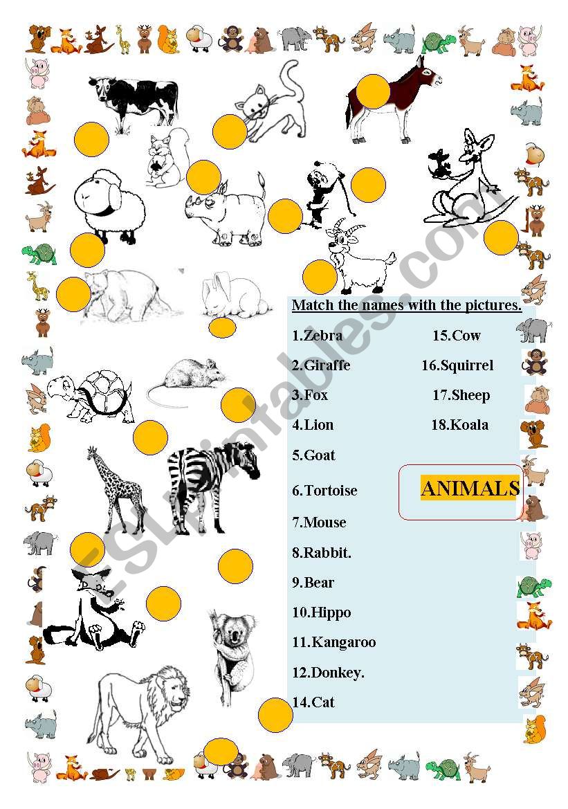 ANIMALS worksheet