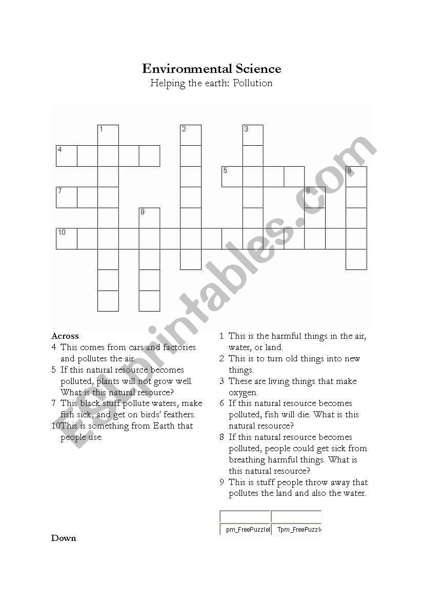 Science: Pollution - Crossword