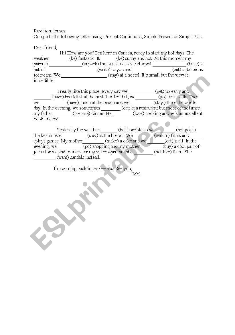 letter to fill in  worksheet