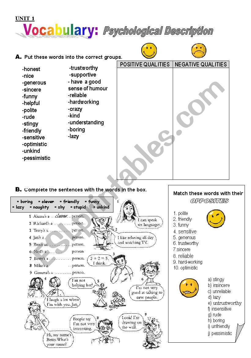 VOCABULARY worksheet