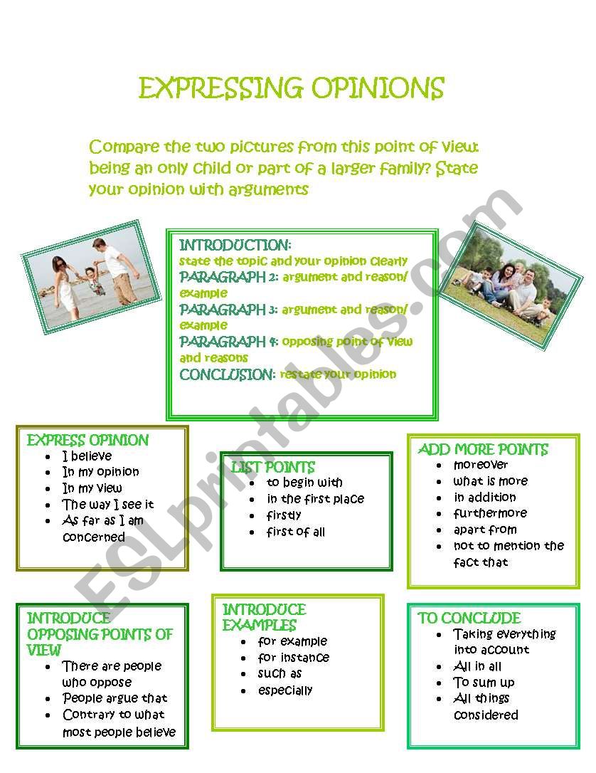 Expressing opinions worksheet