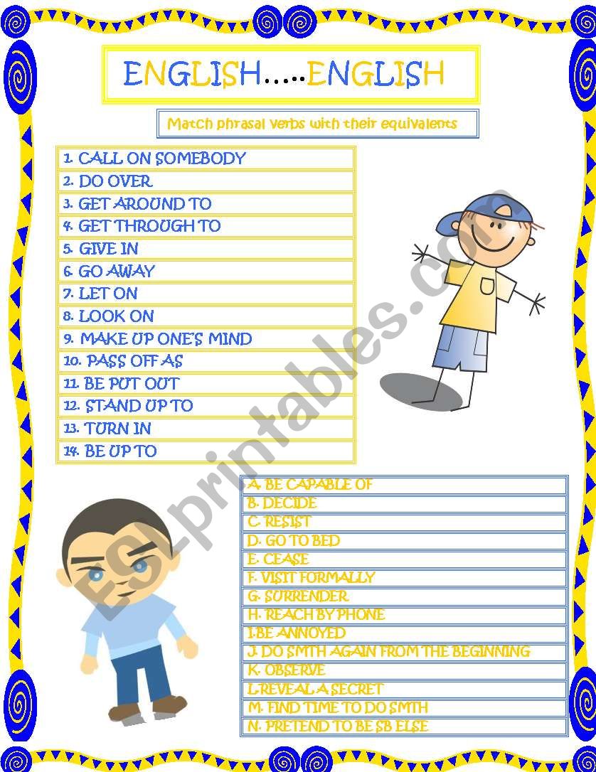 Phrasal verbs worksheet