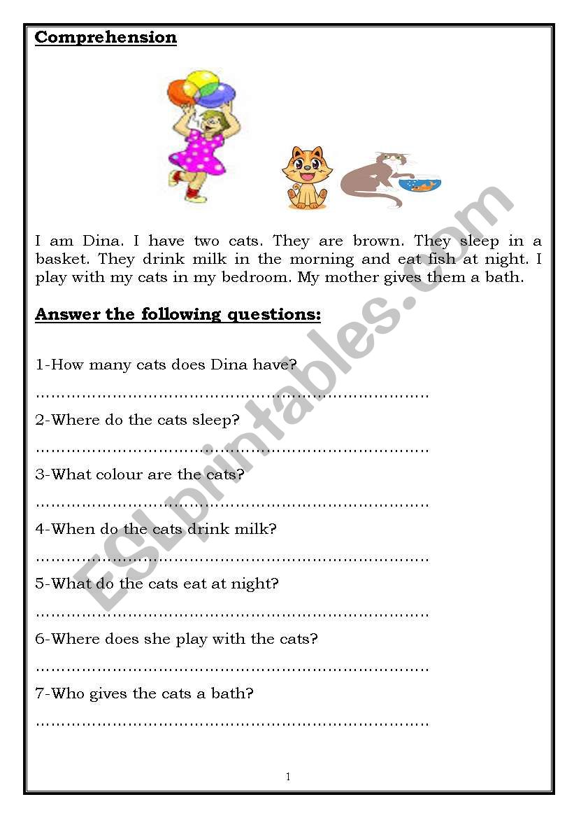 comprehension worksheet