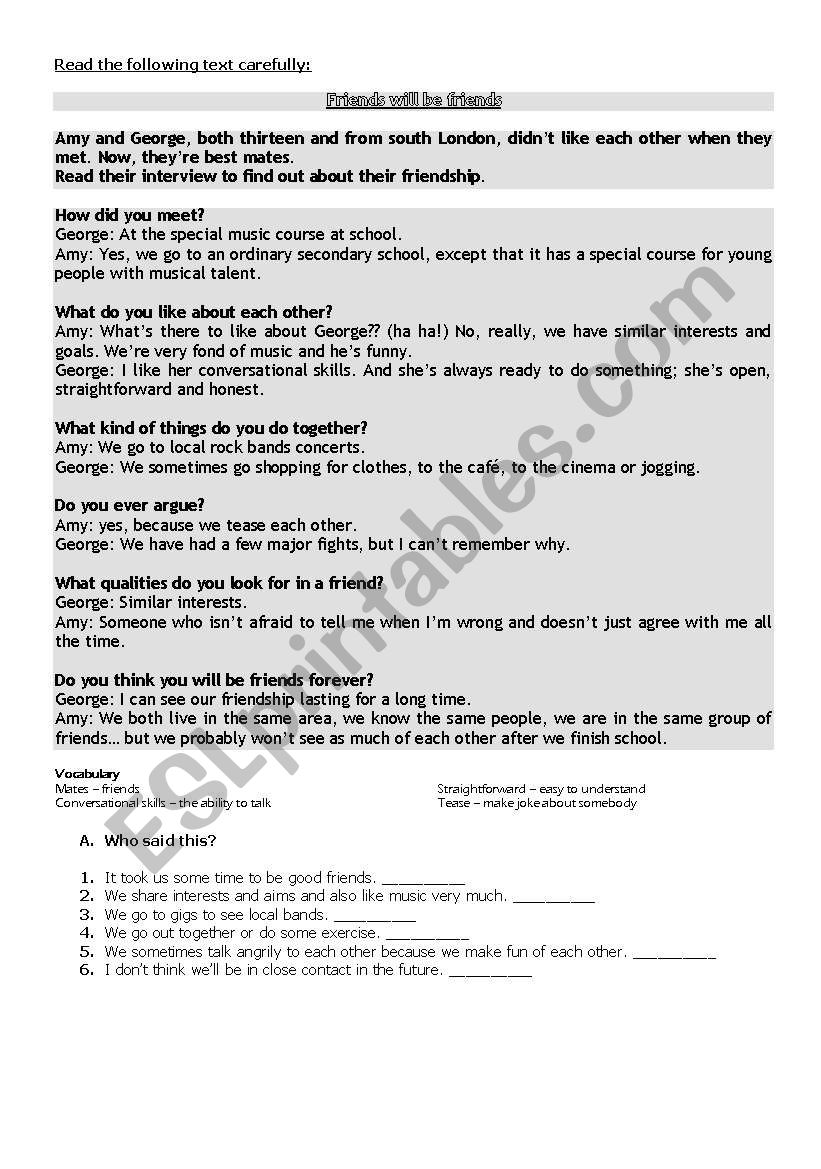 written test worksheet