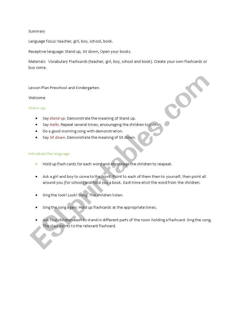 Lesson Plan 1    Welcome worksheet