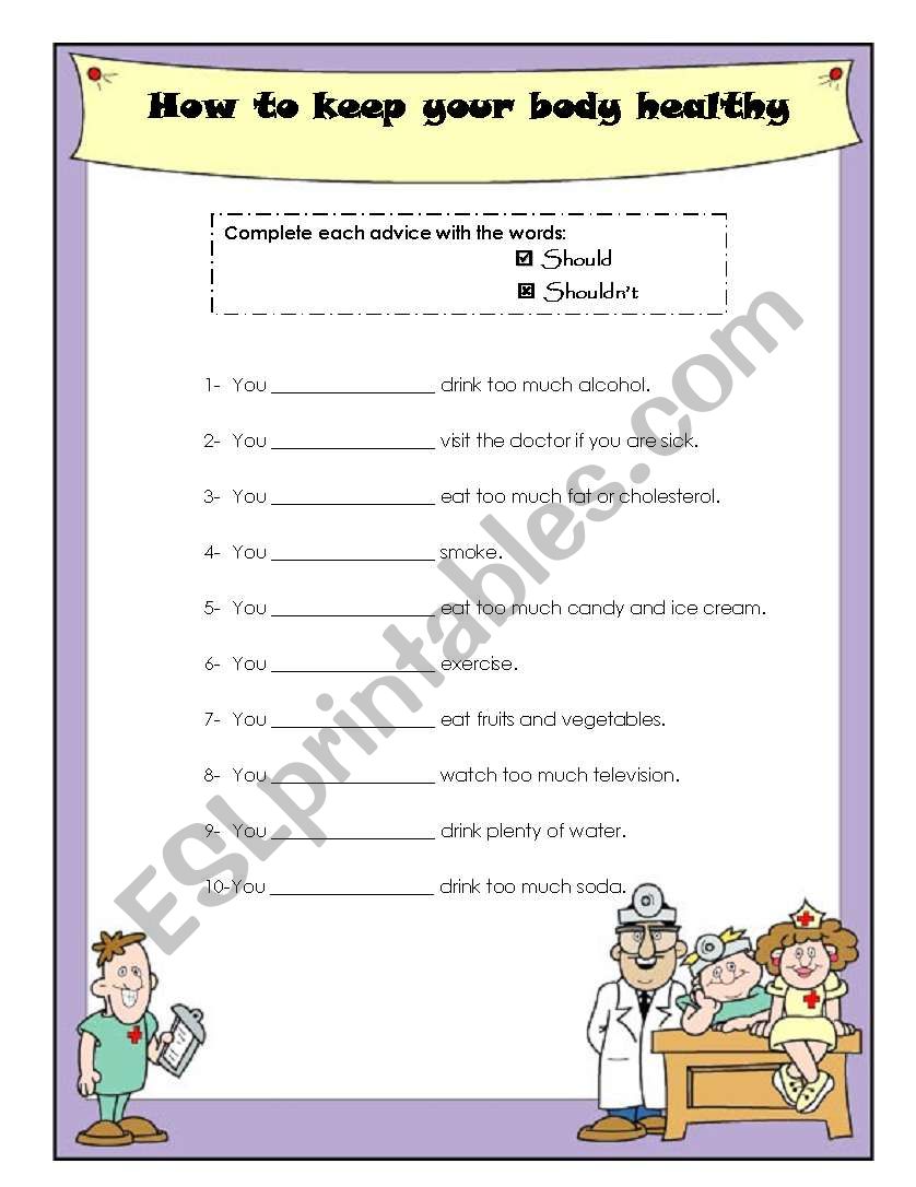 Keeping Healthy worksheet