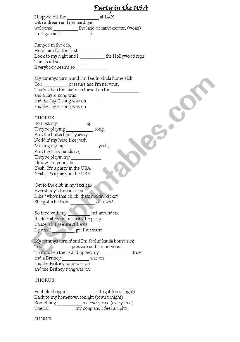 party in the usa worksheet