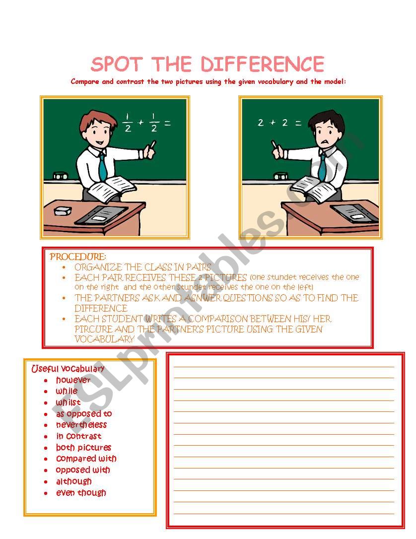 Spot the difference worksheet