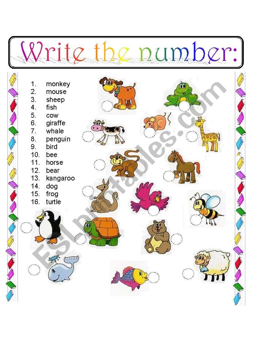 Write the number_ANIMALS worksheet