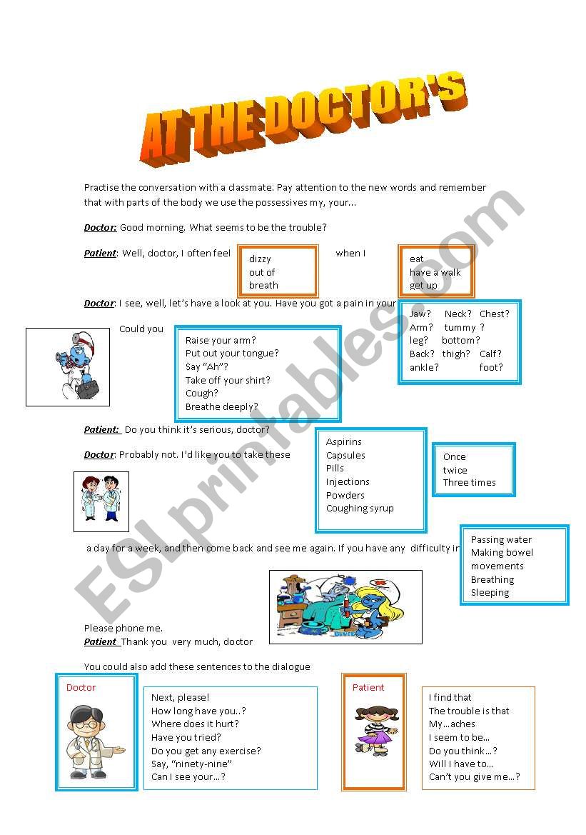 conversation at the doctors worksheet