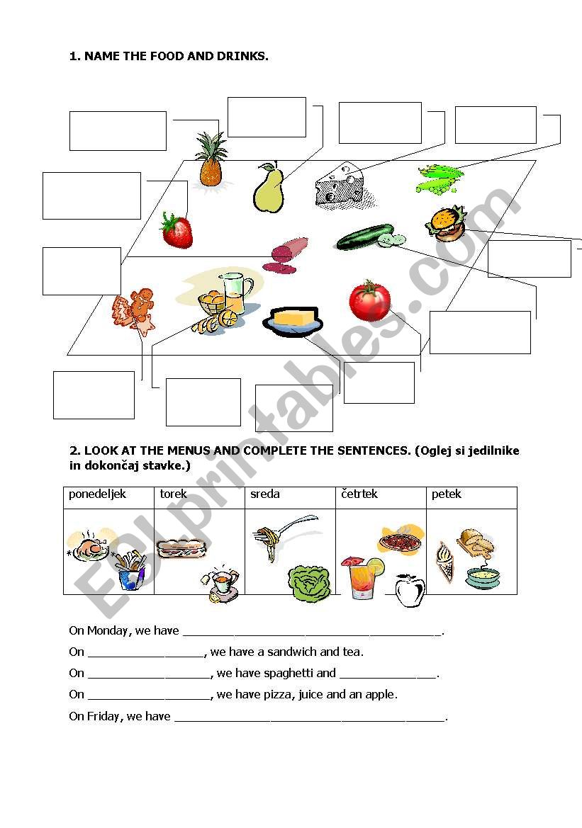 food worksheet