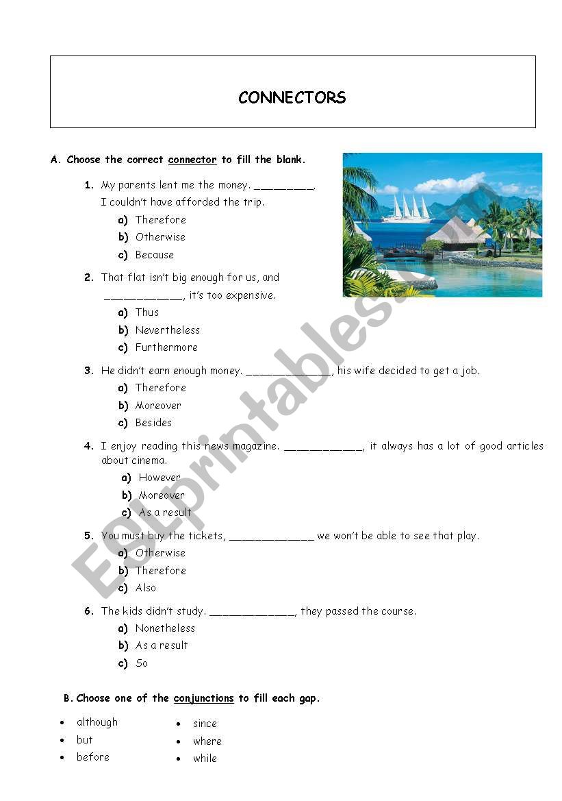 CONNECTORS worksheet