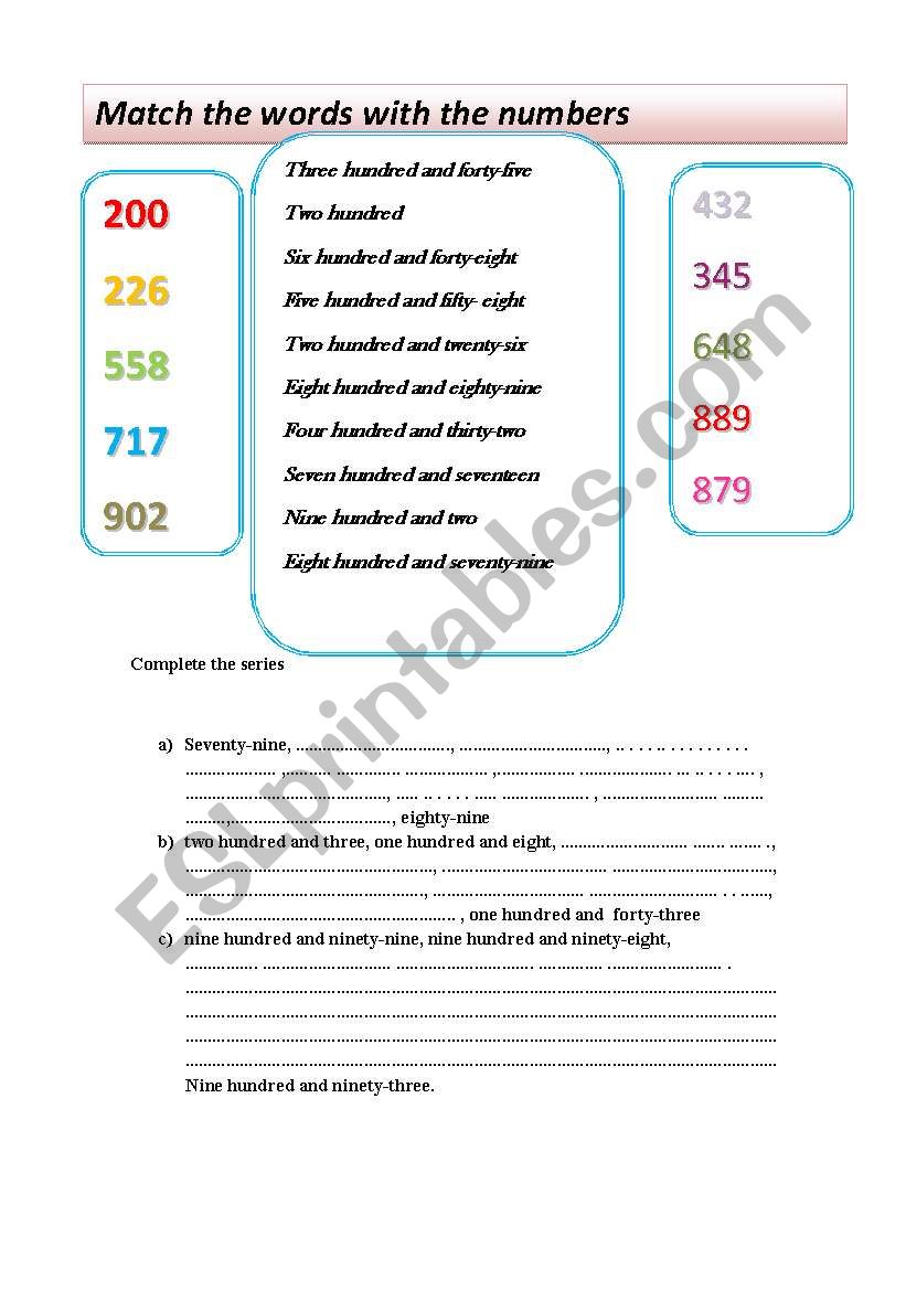 numbers review worksheet