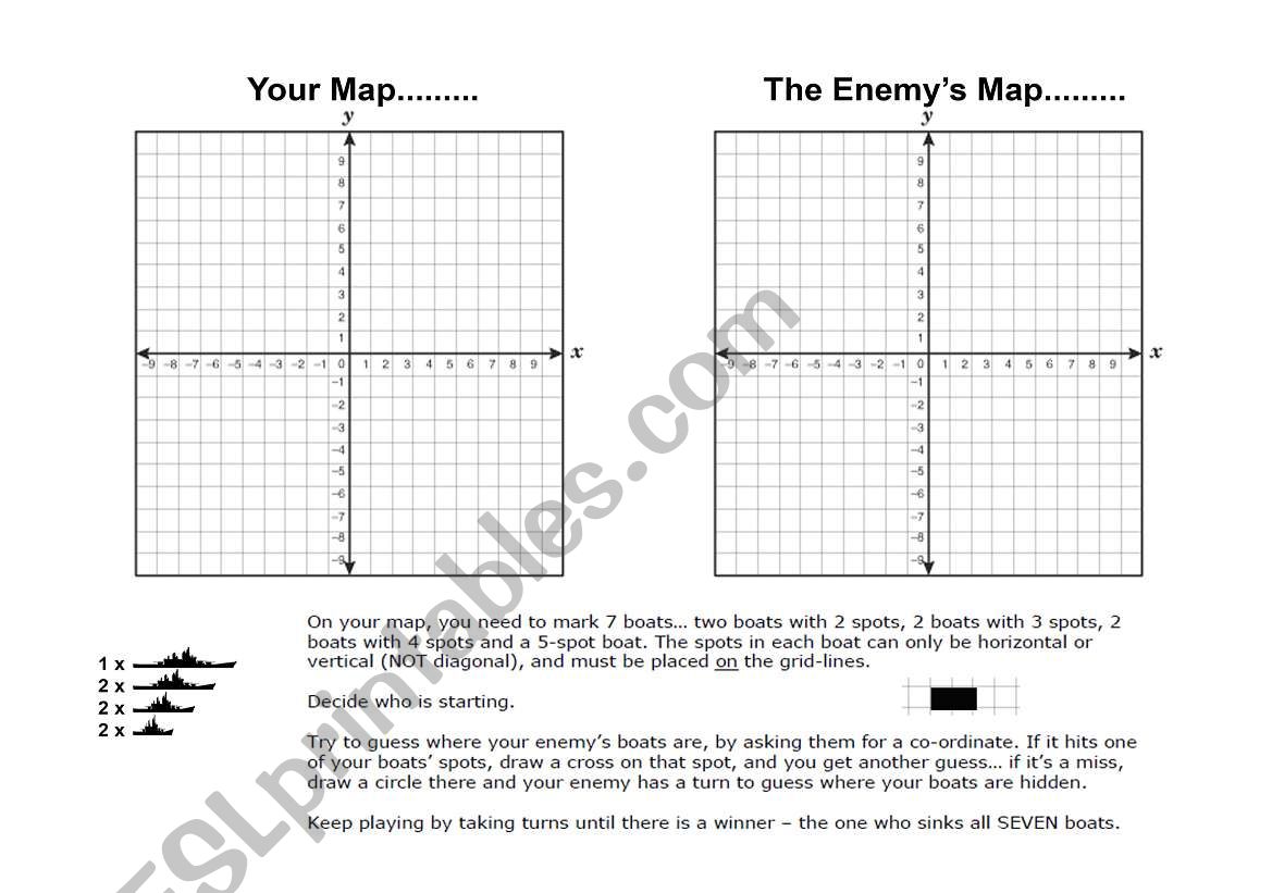 Battleships coordinates worksheet