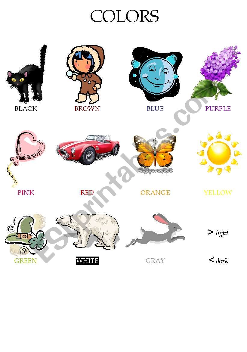 colours worksheet