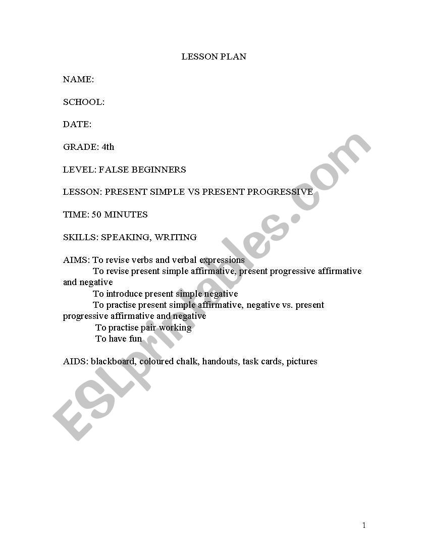 LESSON PLAN worksheet