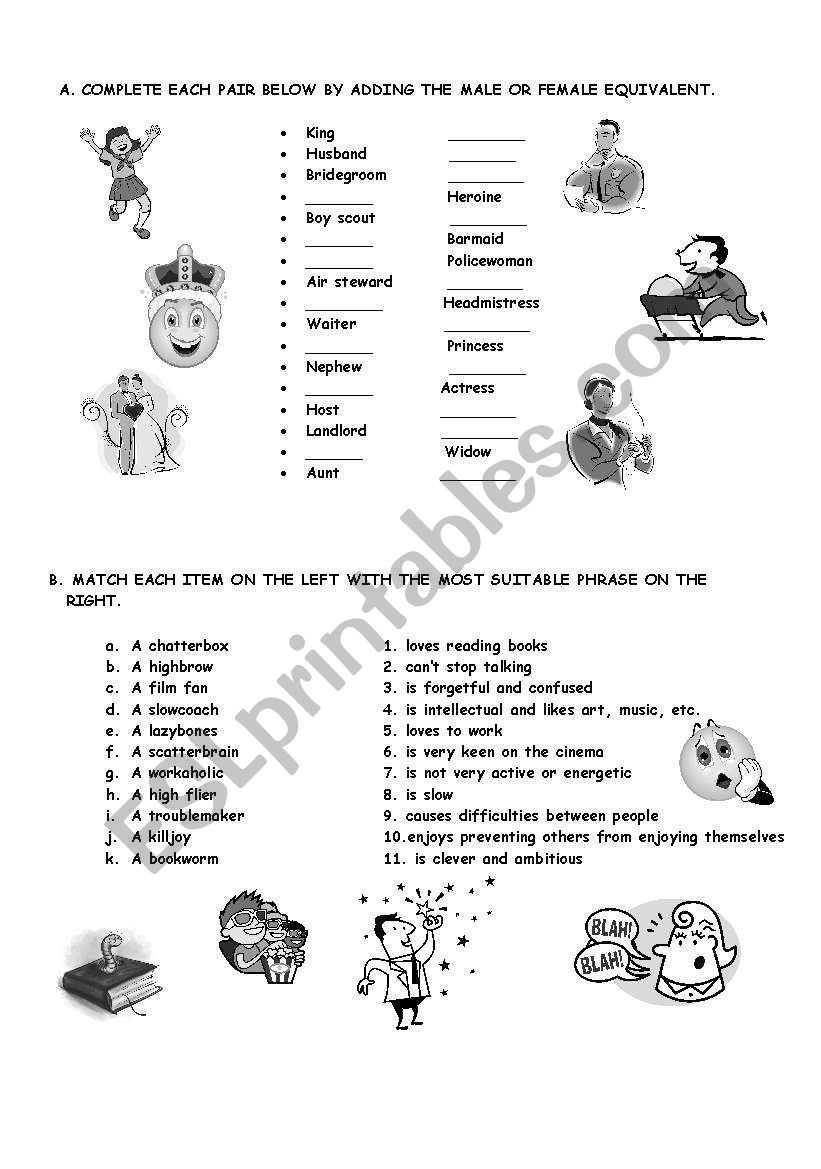 Male Female People  worksheet