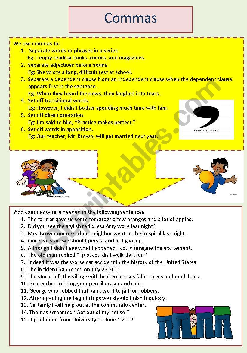 Punctuation Series: Comma worksheet