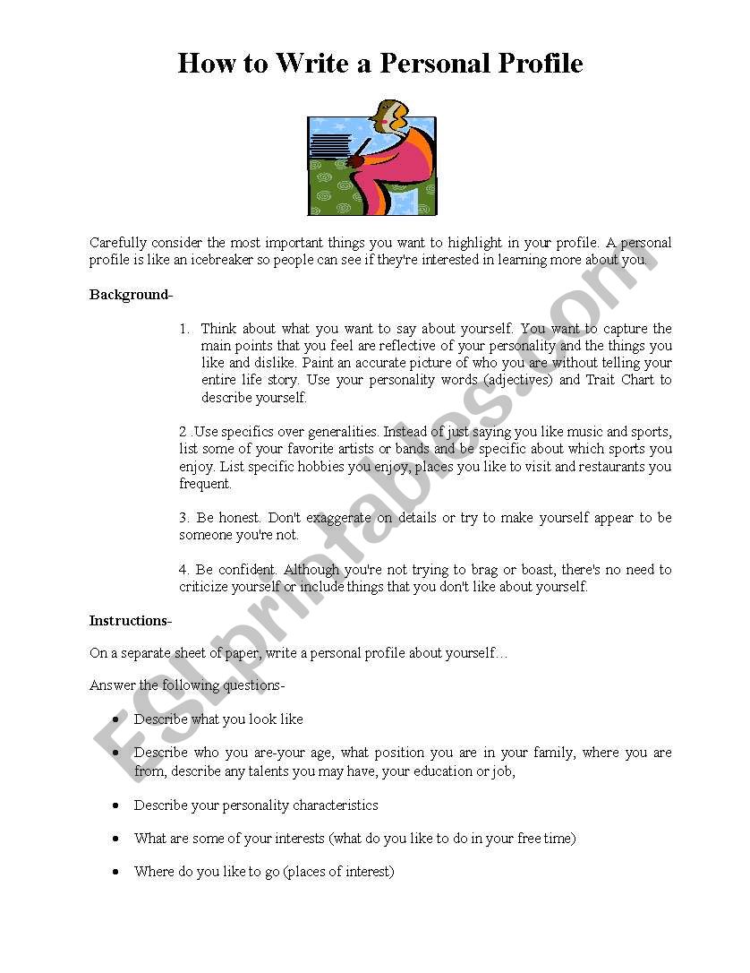 How To Write A Personality Profile - ESL worksheet by American Teacher